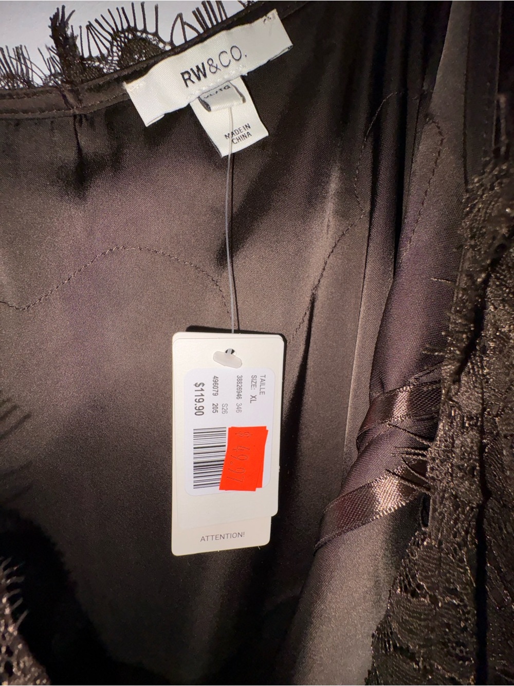 RW&CO. Black Satin Lace-Trim Slip - Picture 6 of 6